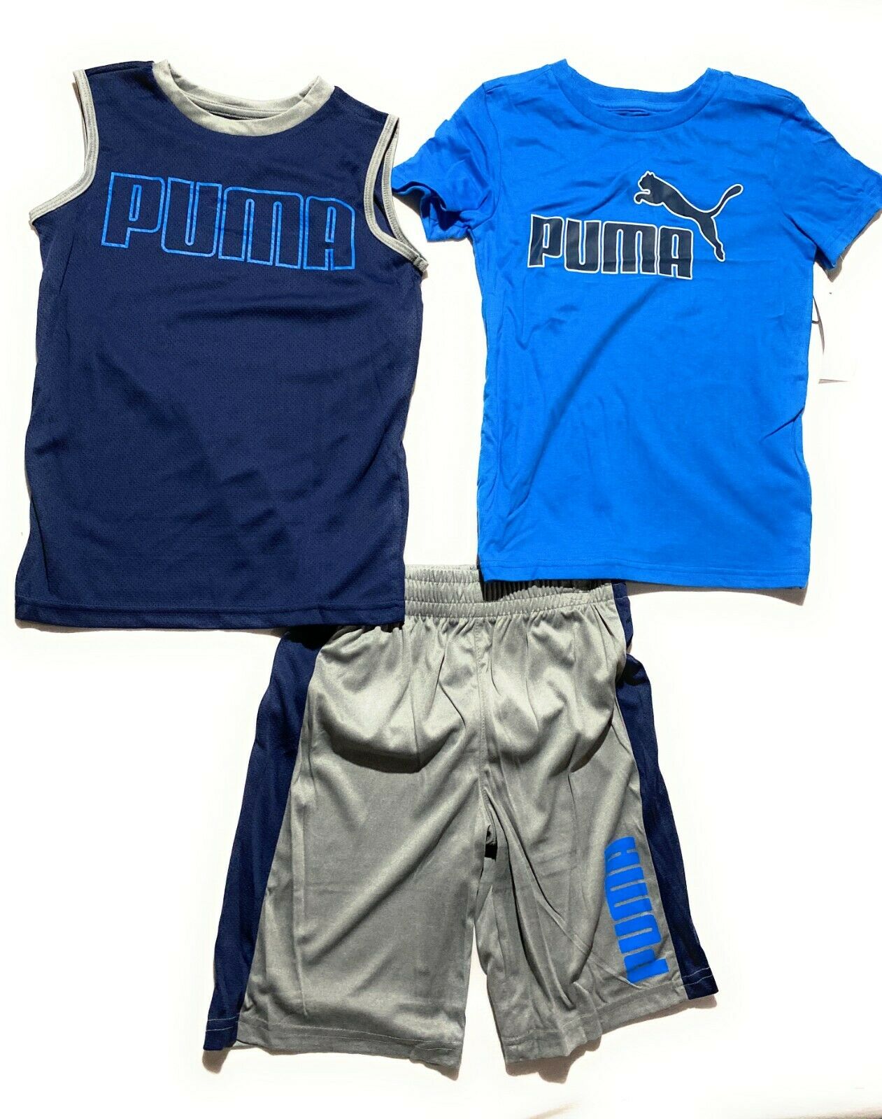 Puma Boys' 3 Pcs Set (short /t-shirt / Muscle Shirt) Outfit Ages 4- 17 Years